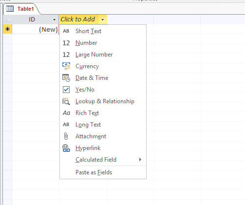 Access 2016 Large Number 1