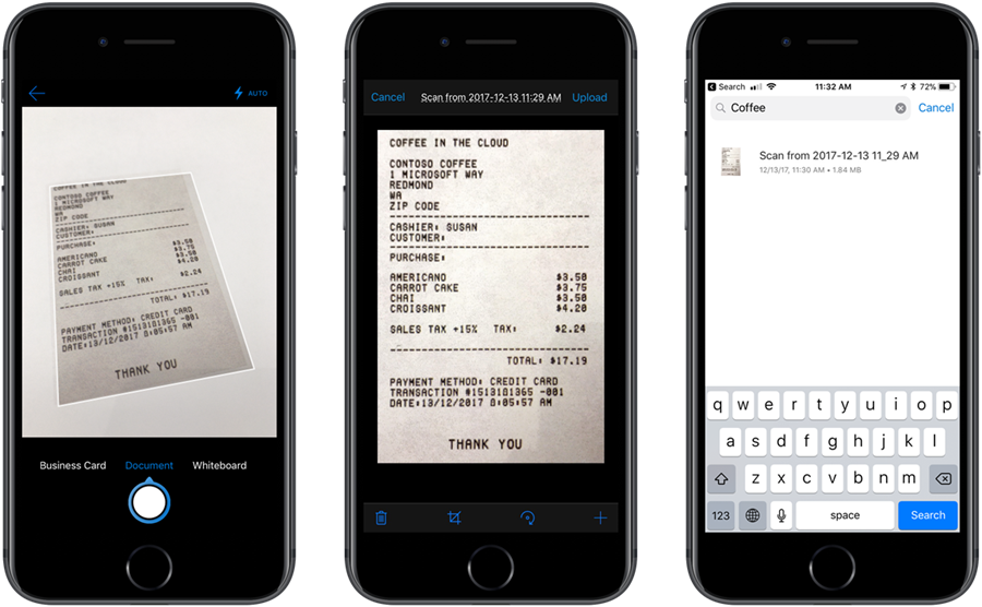 Three smartphones display intelligent search in images.