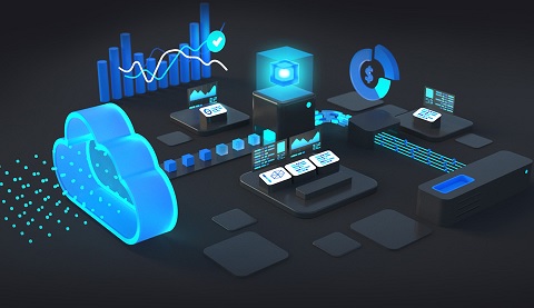 Schematische Darstellung der Arbeit in der Cloud. 