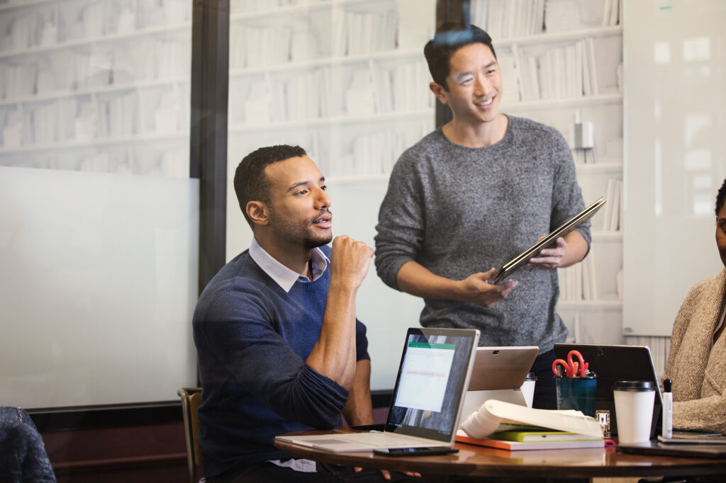 Small conference meeting in modern workspace.
