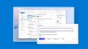 A screenshot of two windows depicting Copilot in Dynamics 365 Field Service