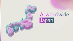 A decorative image with text reading "AI worldwide Japan."