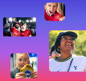 Photos of four different sports fans.