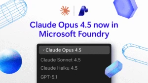 A white background with text introducing Claude Opus 4.5, the newest model in Microsoft Foundry.