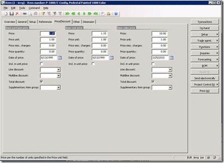 Price/Discount tab in the Item details form under Inventory management > Common Forms Price/Discount tab in the Item details form under Inventory management > Common Forms