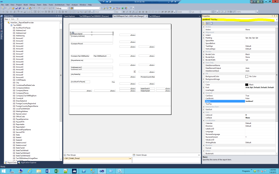 Fill list of properties.