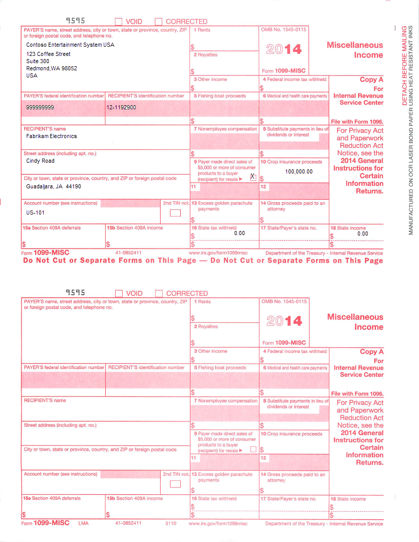 Tax1099MISC report after making adjustments.