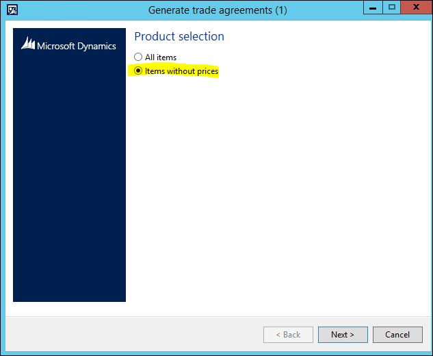 Generate trade agreements. Items without prices.