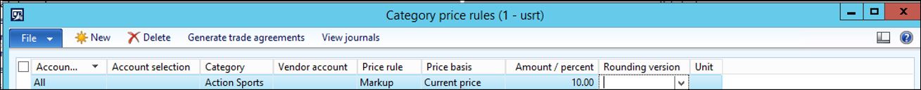 Category price rules.