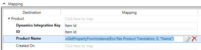 Item service to product map.