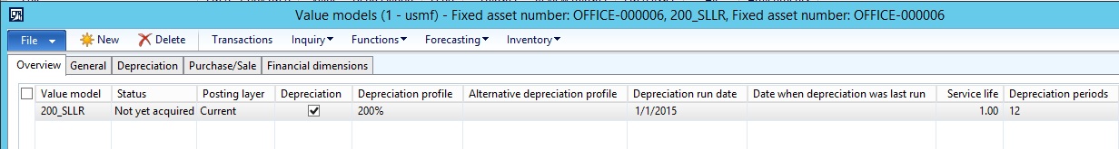 Value models, fixed asset number.