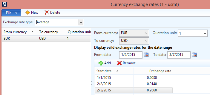 Currency exchange rates with new exchange rate added with correct rates.