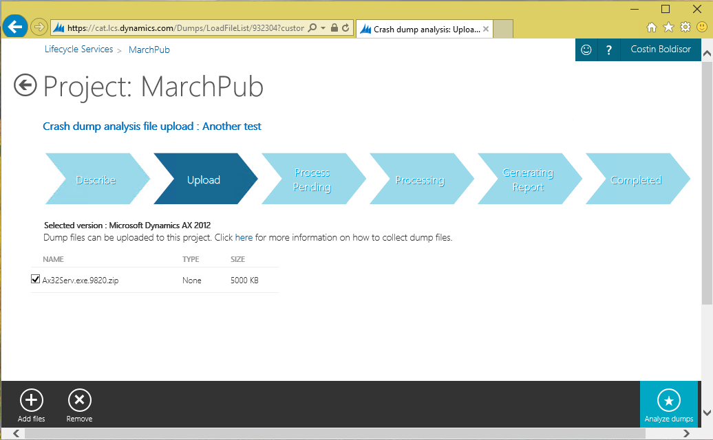 Pressin analyze dumps.