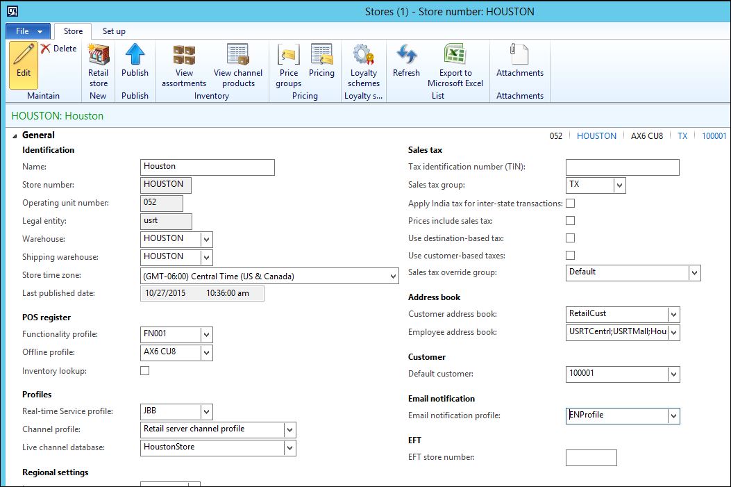 Setting an email notification profile on the store.