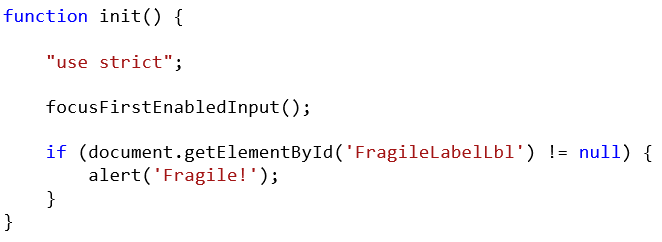 Code that would respond to the fragile label being present on the page.
