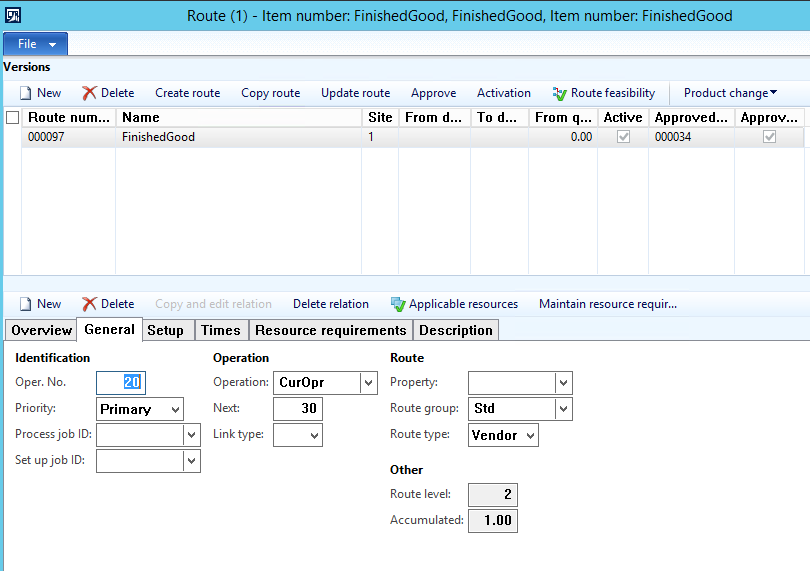 Item number finished good.