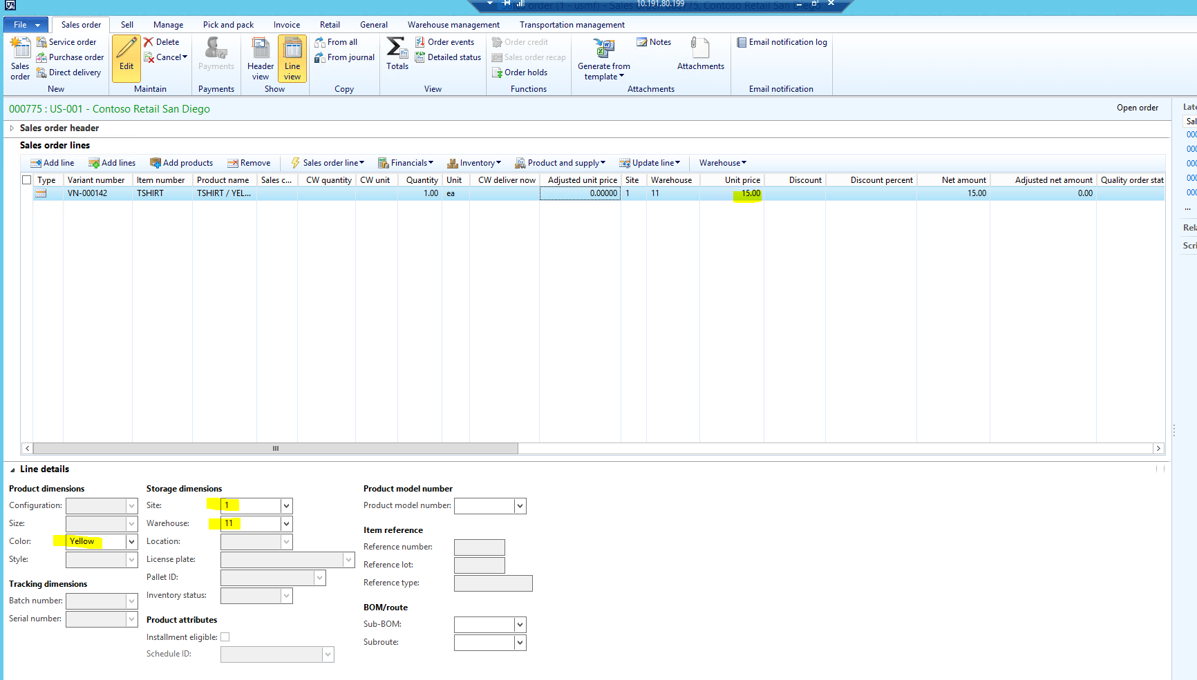 For sales prices option flagged at the dimension group level.