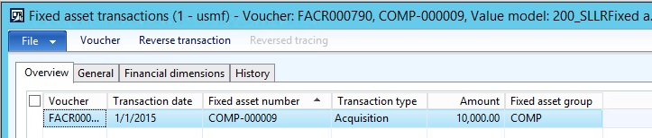 New asset as acquisition transaction.