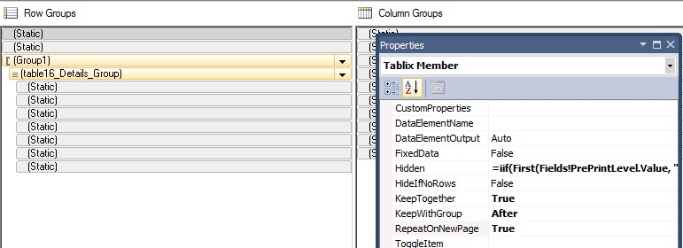 Row groups and column groups.