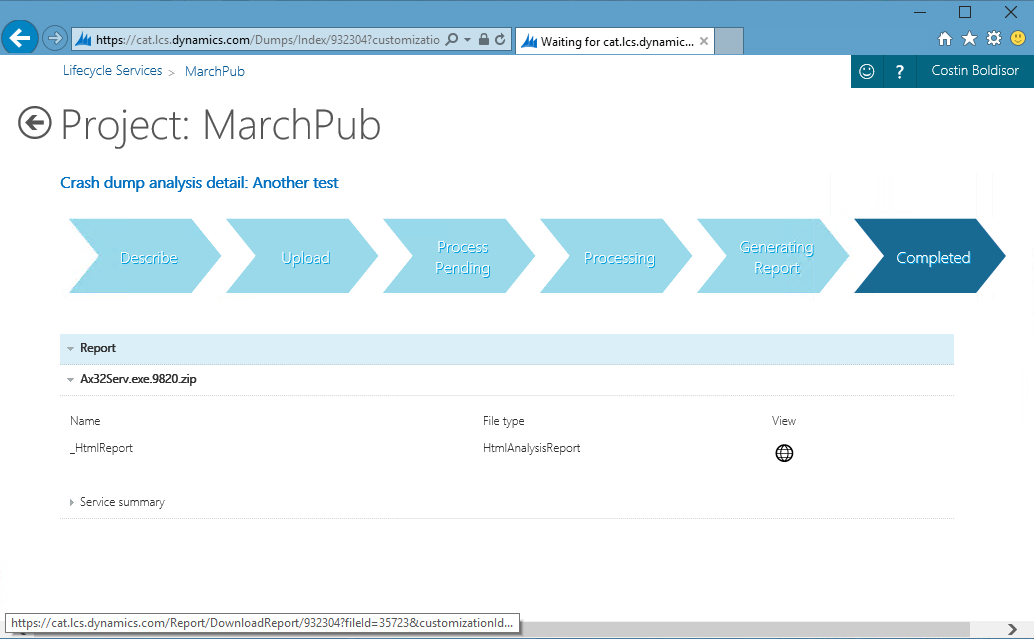 HTML report available after job is marked complete.