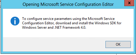 Opening Microsoft service configuration error.