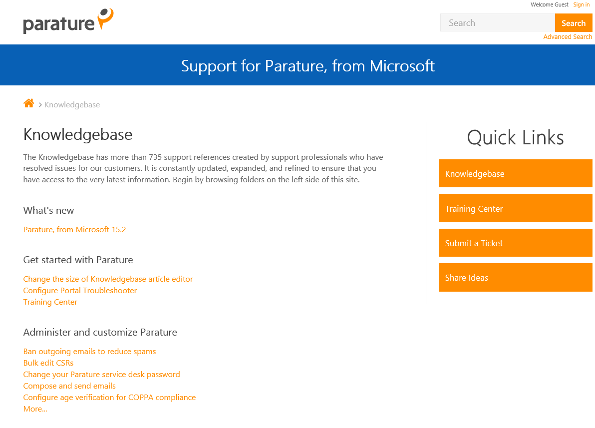 Support for Parature from Microsoft.