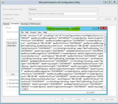 Microsoft Dynamics AX configuration utility TXT file.