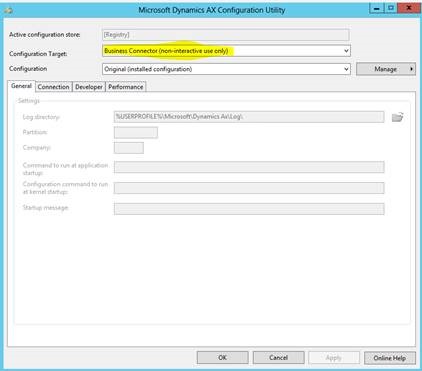 Microsoft Dynamics AX Configuration Utility.