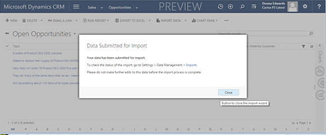 Date submitted for import notice.