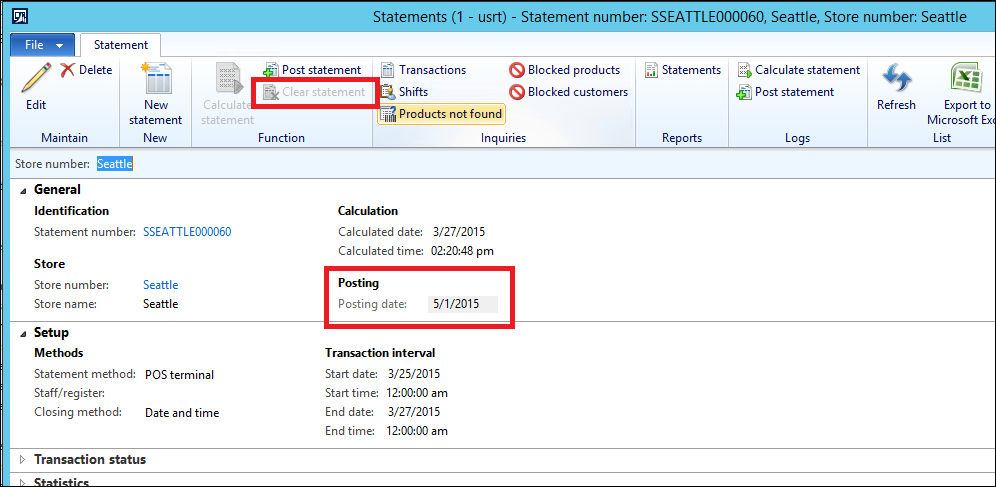 Retail statement form.