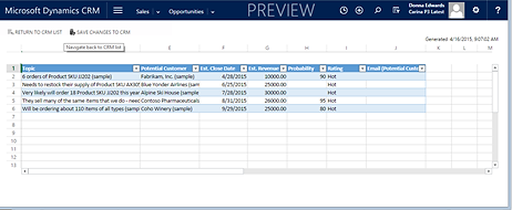 Saving changes on the CRM list.