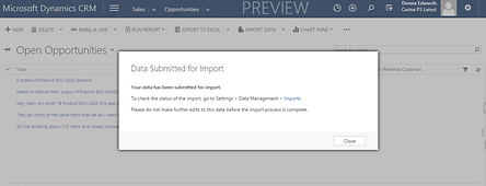 Date submitted for import notice.