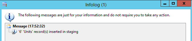 Infolog message.
