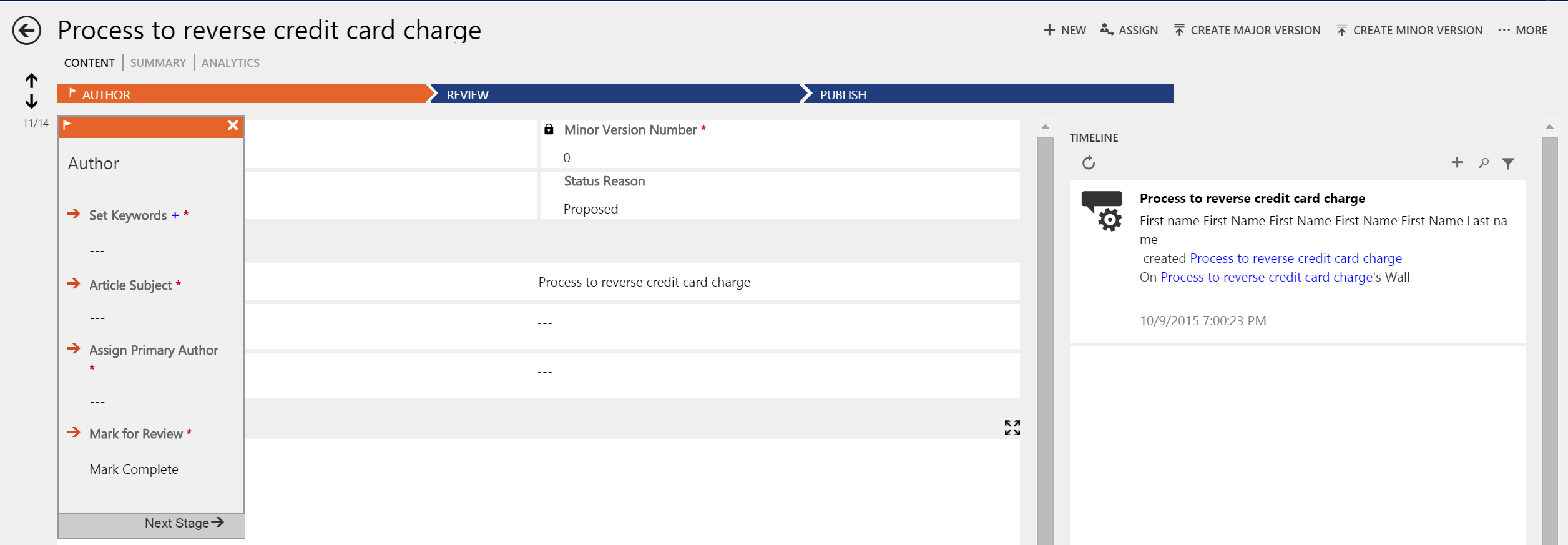 Process to reverse credit card charge.
