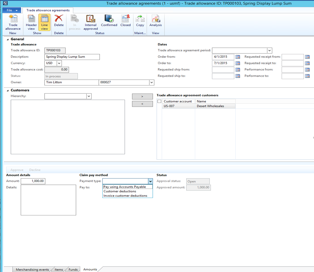 Trade allowance agreements invoice customer deductions.