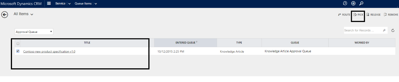 List of items available in the queue.