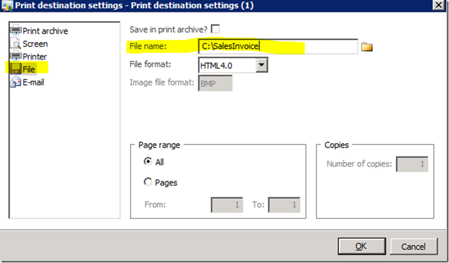 clip_image017 Print destination settings.