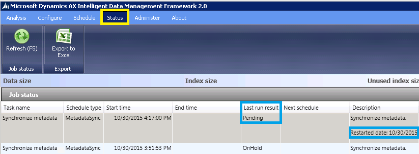 Job status changing to pending.