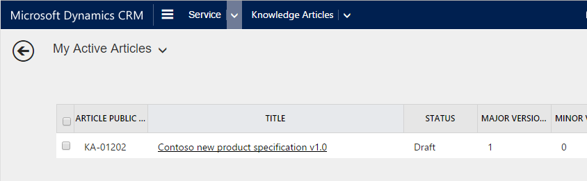 Microsoft Dynamics CRM knowledge articles.