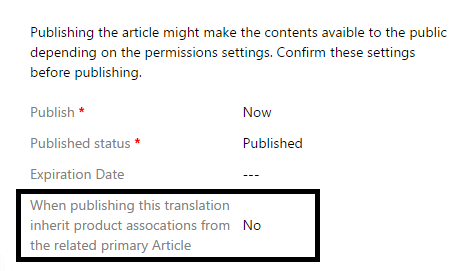 Confirming settings before publishing.