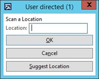 User manually scans a location or asks system to suggest a location.