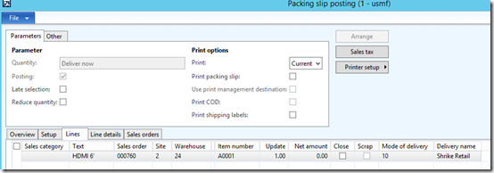 Packing slip posting.