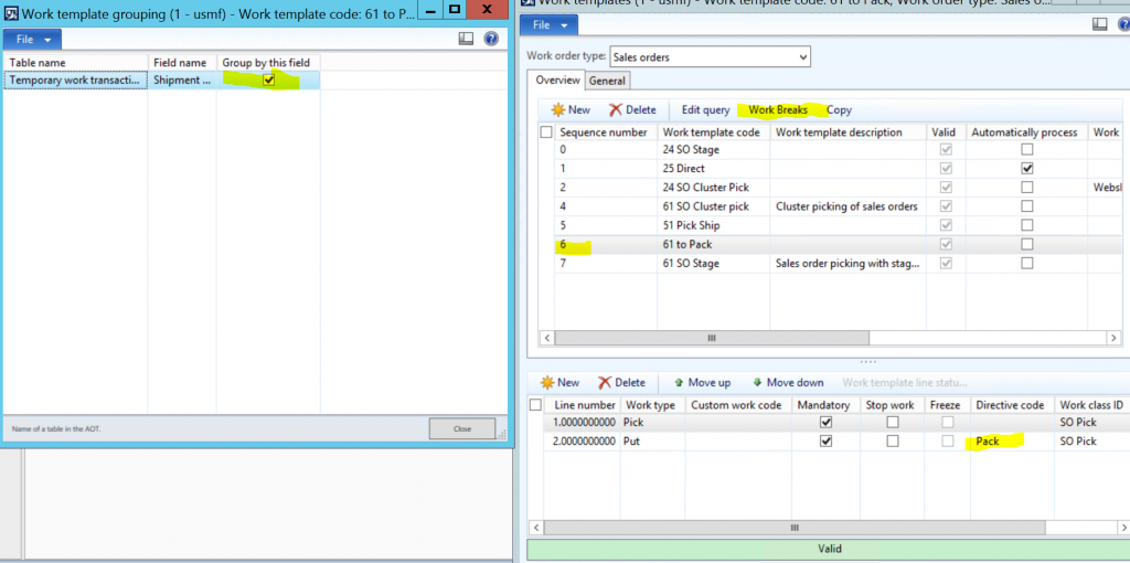 Work template grouping.