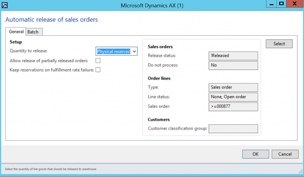 Automatic release of sales orders.