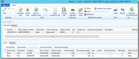 Sales order line created for the quantity of 3.