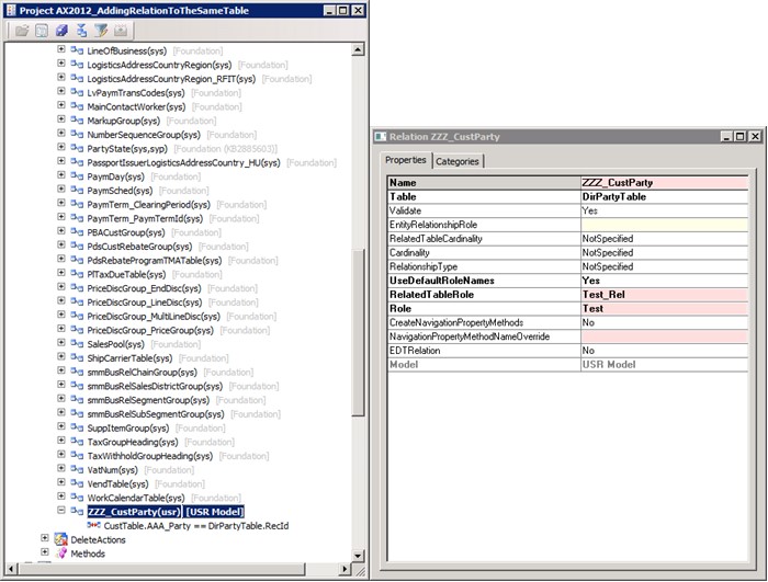 Added relation ZZZ CustParty on the new field AAA_Party.