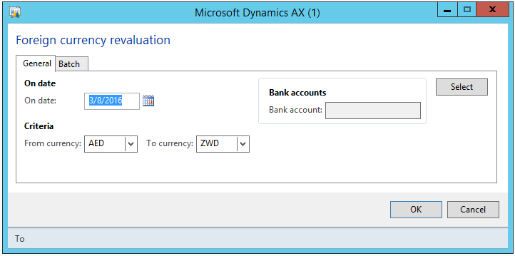 Select Foreign currency revaluation parameters