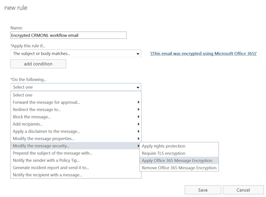 Set Office 365 Message Encryption