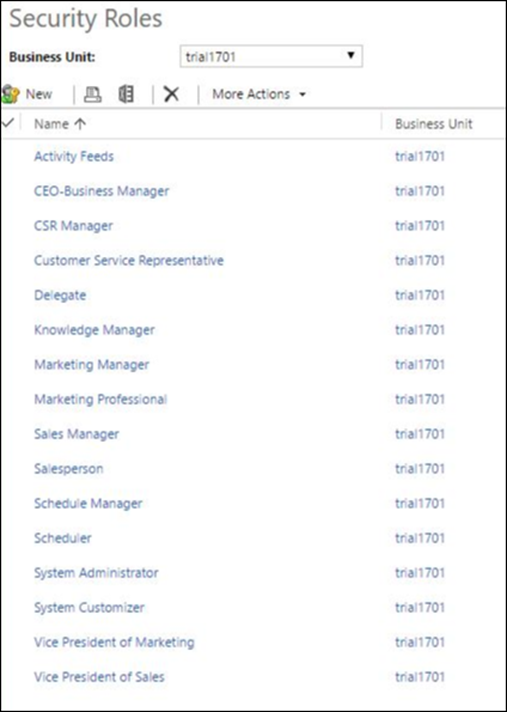 Select security role