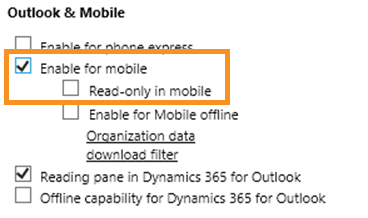 Select Enable for mobile check box